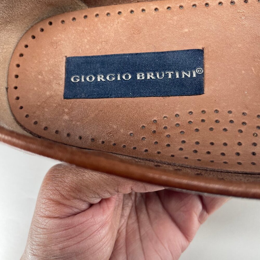 Giorgio Brutini Brazil Brown Woven Leather Kiltie Tassel Loafers 8M - Picture 11 of 15